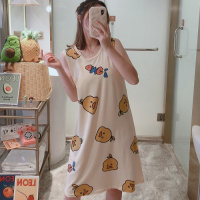 睡裙女夏学生可爱无袖背心裙棉质夏天中长款小清新连衣睡衣家居服