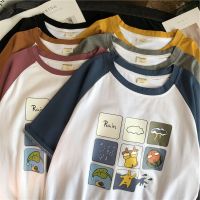 纯棉T恤女短袖韩版2020新款宽松ins夏上衣学生拼色卡通超火半袖潮