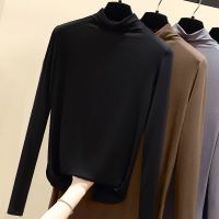 莫代尔半高领打底衫女2020春秋新款内搭紧身长袖纯色T恤薄款上衣