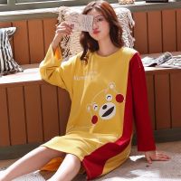 纯棉长袖睡裙女秋冬季可爱学生宽松女士长款睡衣裙韩版家居服