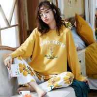 睡衣女春秋冬季纯棉长袖长裤两件套韩版可爱学生可外穿家居服套装