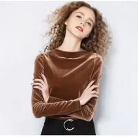 2020秋季新款时尚金丝绒打底衫大码洋气长袖小衫女士T恤丝绒上衣