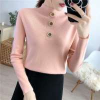 秋冬新款半高领毛衣女韩版套头百搭修身显瘦洋气长袖针织打底衫女