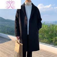YUANSU毛呢大衣男中长款冬季加厚加棉韩版潮流帅气风衣保暖宽松大码外套风衣
