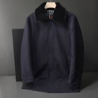 YUANSU中长款秋冬男士外套中老年夹棉大衣老人加棉风衣爷爷加厚大褂爸爸风衣