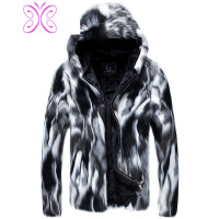 YUANSU秋冬仿皮草花色貂绒外套男网红炸街毛绒风衣酷男潮流痞帅貂皮大衣风衣