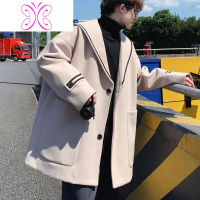 YUANSU毛呢大衣男秋季韩版潮流中长款风衣冬装男士2020新款加厚呢子外套风衣