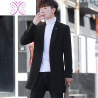 YUANSU风衣男2020新款中长款男士呢子大衣韩版潮流修身英伦风秋冬季外套风衣