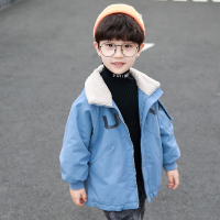 YUANSU儿童装2020新款秋冬装男童风衣洋气保暖加绒韩版中大童加厚外套潮风衣