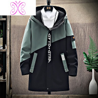 YUANSU高中生外套冬季初中学生夹克青少年加绒风衣男中长款加厚大童棉衣风衣