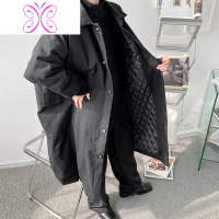 YUANSU安初七冬季禁欲系中长款宽松夹棉大衣潮男装日系加厚风衣过膝外套风衣