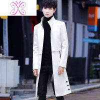 YUANSU风衣男长款帅气过膝潮流韩版中长款加厚大衣街拍披风非主流外套潮风衣