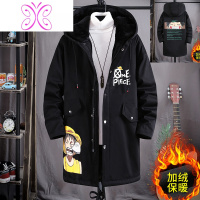 YUANSU冬季中长款风衣12岁男孩大童13加绒派克服14初中学生15加厚外套男风衣