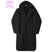 YUANSU风衣男女韩版宽松中长款帅气过膝bf风毛毛绒加厚大衣外套情侣款潮风衣