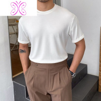 YUANSU莱赛尔休闲短袖圆领T恤男秋季廓形微宽垂坠丝滑打底衫潮