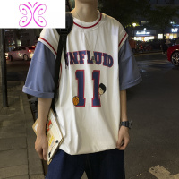 YUANSU夏季假两件短袖T恤男潮流百搭宽松运动球衣半袖衣服打底潮牌体恤