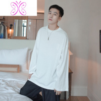 YUANSU春秋色圆领长袖T恤男士潮牌上衣宽松打底衫百搭衣服