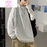 YUANSU衣服线条长袖t恤男内搭潮牌胖子加肥大码体恤秋季潮流百搭打底衫