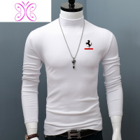 YUANSU秋冬季棉半高领长袖男T恤修身印花秋衣潮流中领打底衫青年上衣