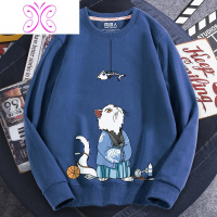 YUANSU长袖打底衫男 韩版潮流宽松大码男装卫衣潮胖卡通猫咪内搭男士t恤