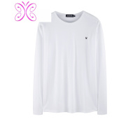 YUANSU胖哥哥大码长袖t恤男秋季新款白色印花肥佬上衣加肥加大胖子体恤