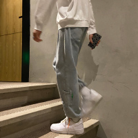 YUANSU工装牛仔裤男潮牌韩版宽松网红痞帅男裤子百搭潮流帅气九分束脚裤牛仔裤男