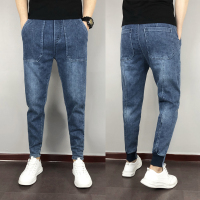 YUANSU2020冬季新款男蓝色仔裤网红韩版潮流弹力束脚裤精小伙九分裤仔裤男