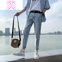 YUANSU牛仔裤男士潮牌休闲百搭修身小脚韩版潮流九分裤子男学生加绒长裤牛仔裤男