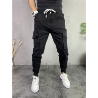 YUANSU2020新款冬季士纯色小脚休闲牛仔九分裤大兜束脚裤修身净面工装裤牛仔裤男