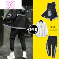 YUANSU外套男士春秋季加绒夹克韩版潮流一套搭配痞帅气工装冬上衣生套装夹克