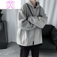YUANSU夹克外套男秋冬新款韩版潮流宽松开衫连帽卫衣港风纯色学生上衣服夹克