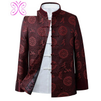 YUANSU中国风夹棉夹克婚礼生日唐装祝寿上衣中老年长袖复古春秋男装外套夹克