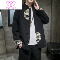 YUANSU秋冬撞色夹克汉服外套唐装盘扣上衣男复古中式中国风男装大码潮牌夹克