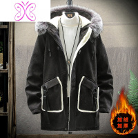 YUANSU鹿皮绒夹克冬季男士加绒加厚中长款外套2020新款韩版潮流保暖衣服夹克