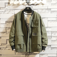 YUANSU夹棉军事工装夹克男加肥加大码潮牌胖子外套宽松春冬厚款棉衣日系夹克