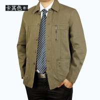 YUANSU秋冬季休闲外套男士翻领色棉爸爸装上衣中老年人春秋男装夹克夹克