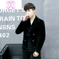 YUANSU秋冬季金丝绒夹克男士韩版潮流帅气仿貂绒休闲外套男装短厚款外衣夹克