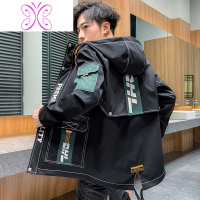 YUANSU男士工装外套潮流帅气夹克秋冬季加绒加厚青少年高中学生棉衣棉服夹克