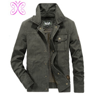 YUANSU休闲夹克男春秋季棉上衣宽松大码多口袋军工装防风翻领百搭外套夹克