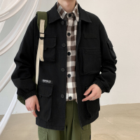 YUANSU多口袋军事工装夹克男加肥大码潮流胖子外套宽松春冬港风复古衣服夹克