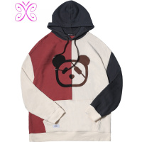 YUANSU韦恩泽维尔加肥加大宽松卡通刺绣撞色连帽卫衣男学生6500卫衣
