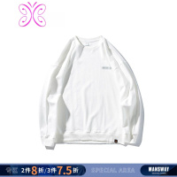 YUANSU男道秋季自制胸口贴标反光卫衣男潮宽松日系纯色套头圆领学生外套卫衣