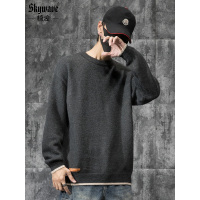 YUANSU惊浪秋冬季圆领毛衣男宽松加肥加大码胖子个性潮流慵懒休闲针织衫毛衣