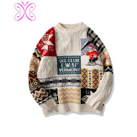 YUANSUVRF圣诞情侣毛衣秋冬外穿潮流针织衫日系古着风毛衫男BF慵懒外套毛衣