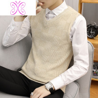 YUANSU秋冬季针织背心男潮流修身马甲青少年内搭V领无袖毛衣坎肩学院风毛衣
