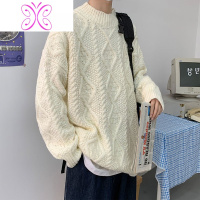 YUANSU冬季半高领粗棒针毛衣男青少年加厚保暖针织衫内搭打底扭花毛线衣毛衣
