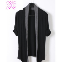 YUANSU加肥加大码男胖子长袖外搭无扣开衫肥佬针织衫披风马甲外套薄款毛衣