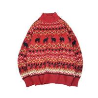 YUANSU秋冬季日系民族风男女毛衣新款圣诞风麋鹿半高领针织衫线衫情侣潮毛衣