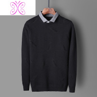 YUANSU假两件毛衣男打底衫套头衬衫领针织衫秋季韩版潮流个性长袖休闲毛衣