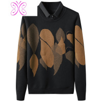 YUANSU假两件毛衣男 冬季新款潮流宽松加厚衬衫领带领针织打底衫男长袖毛衣